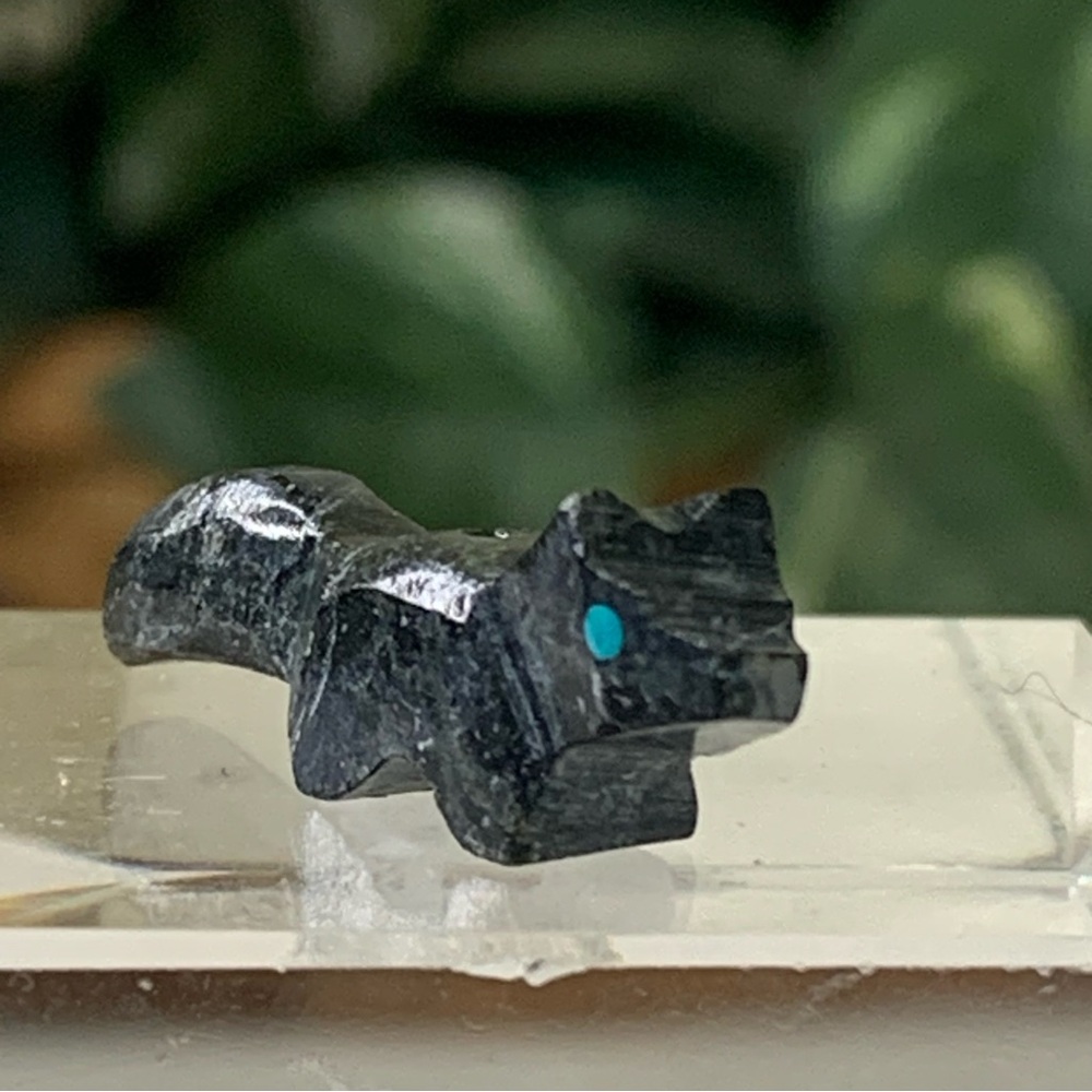 Zuni Style Native American Carved Fox Wolf Fetish Bead Drilled Vintage Mini 1.1"
